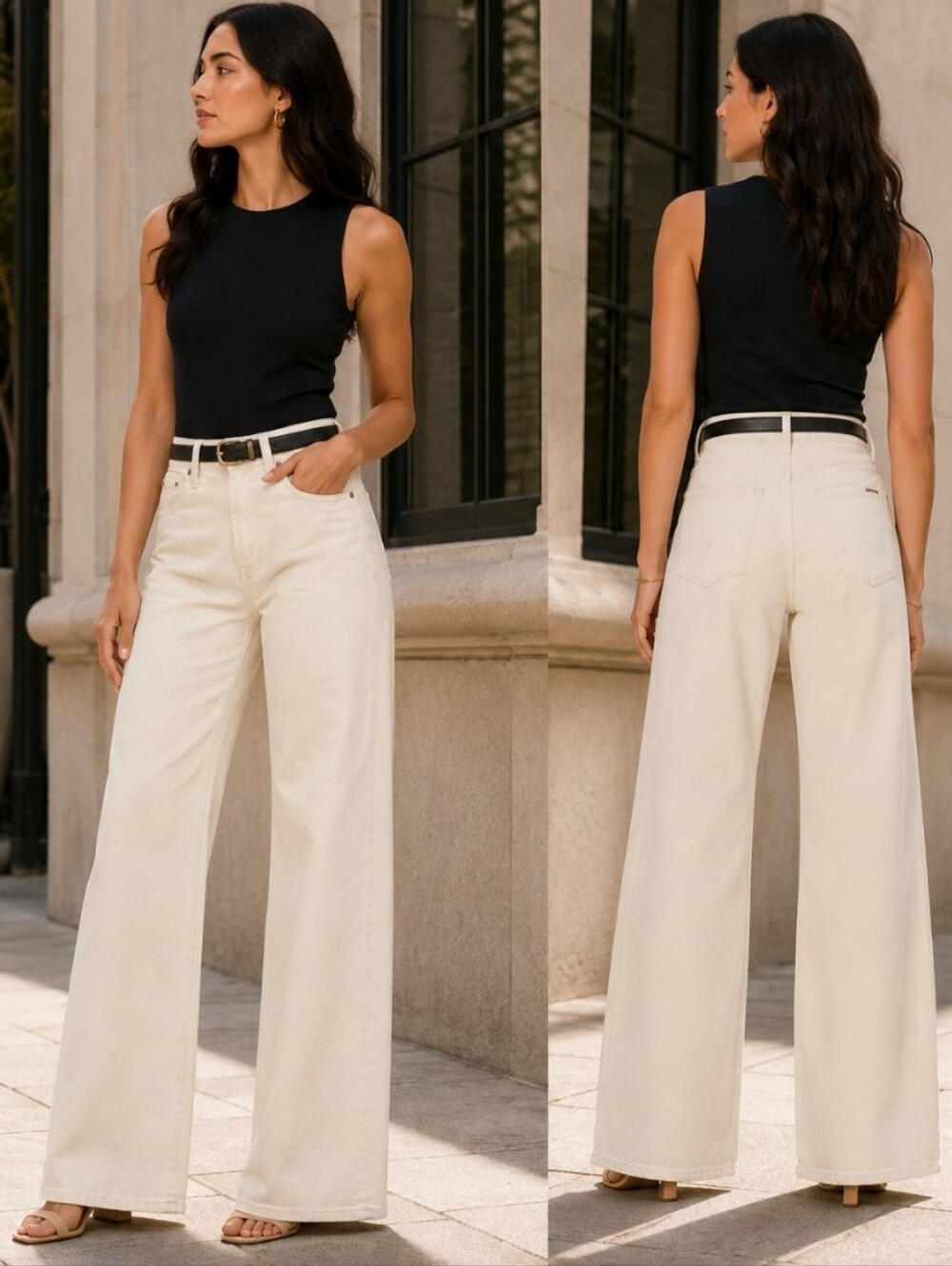 Hudson Jolene Ecru Wide Leg Jeans Women’s 28 High Rise 32” Inseam